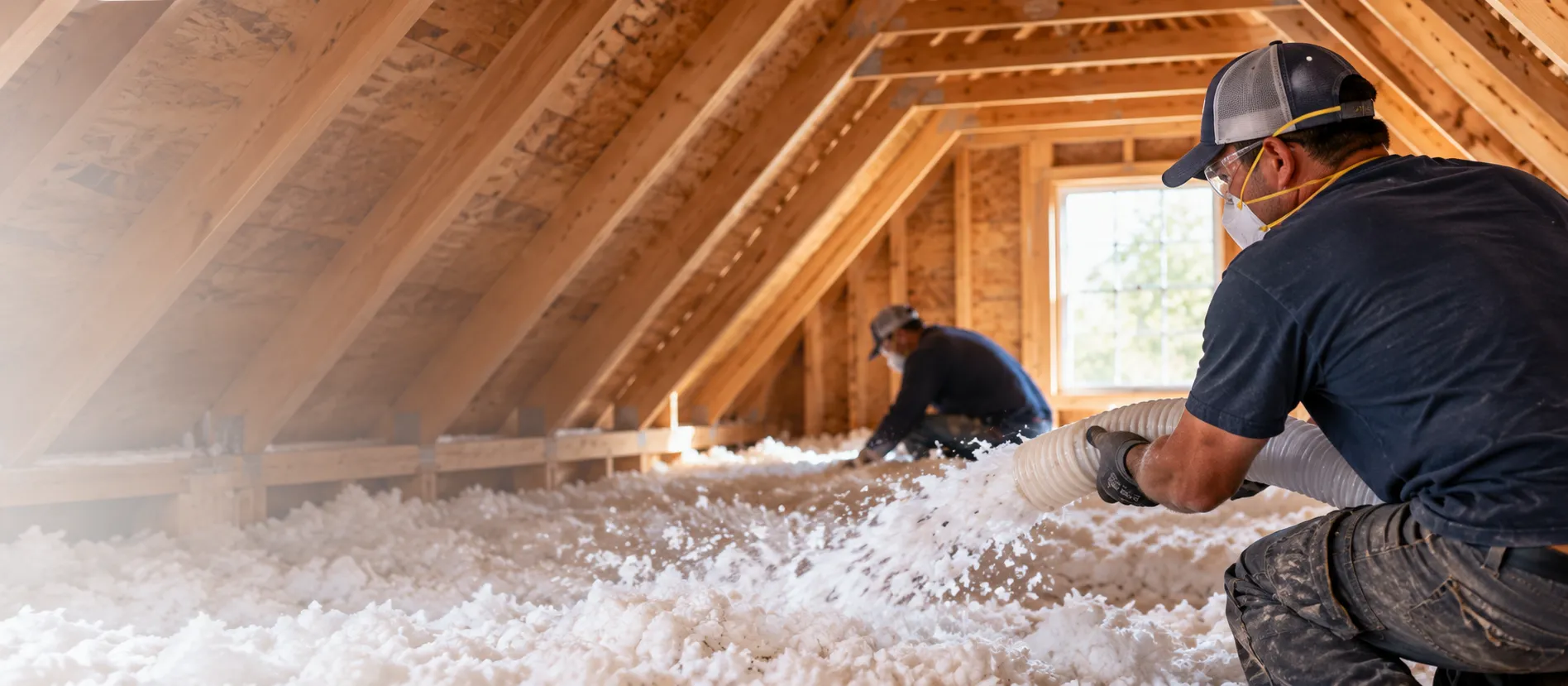 Example of spray foam insulation being applied